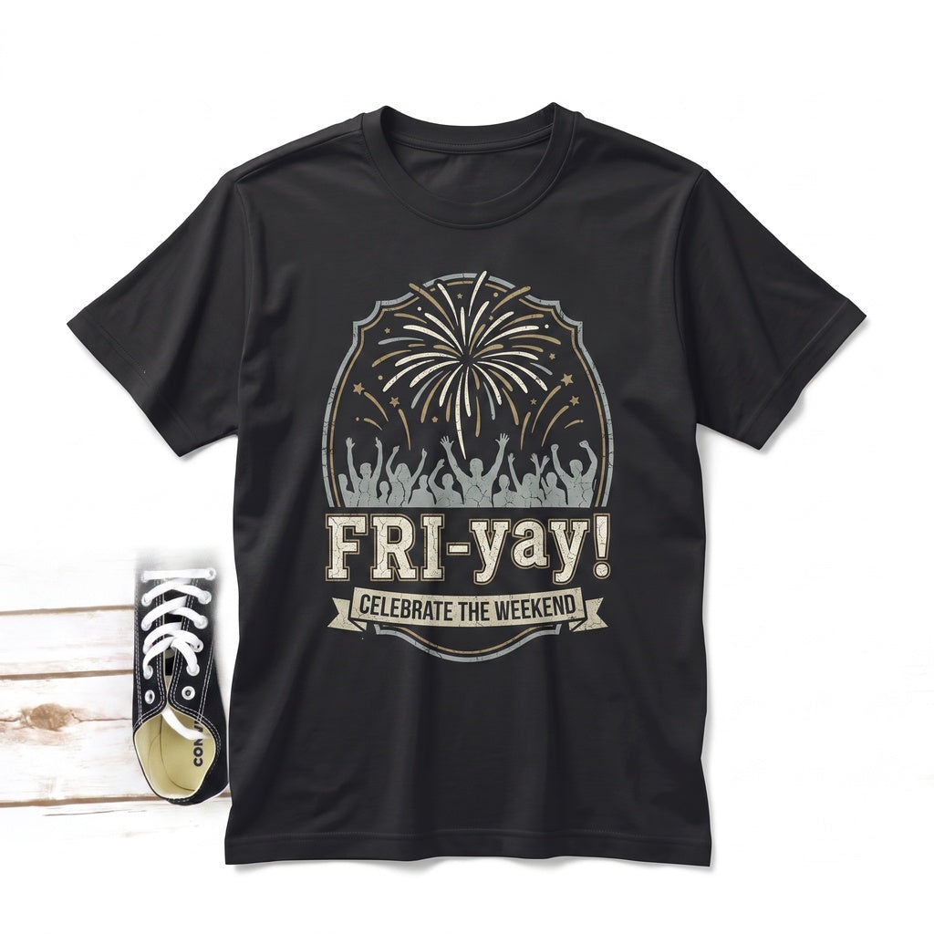 Funny Fri-Yay Friday Weekend Mood Humorous Graphic Casual Novelty Clothing Gift Unisex TShirt