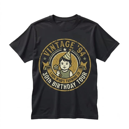 Personalized Picture Vintage Year Milestone Birthday Party Present Unisex TShirt