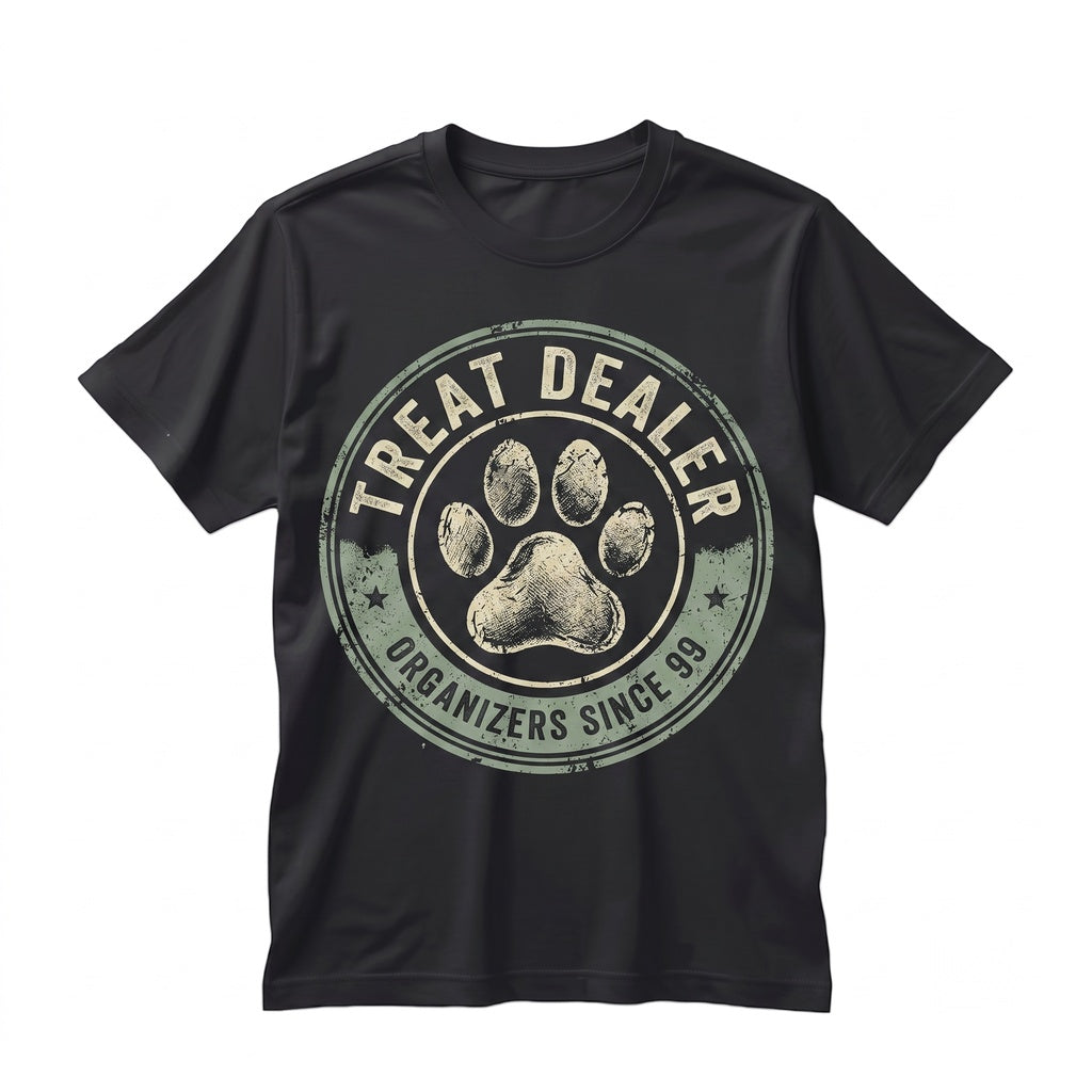 Treat Dealer Funny Dog Mom Paw Print Vintage Pet Owner Gift Graphic Unisex TShirt
