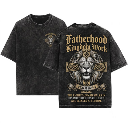 Christian Lion Dad Bible Verse Fathers Day Church Faith Kingdom Work Unisex Wash T-Shirt
