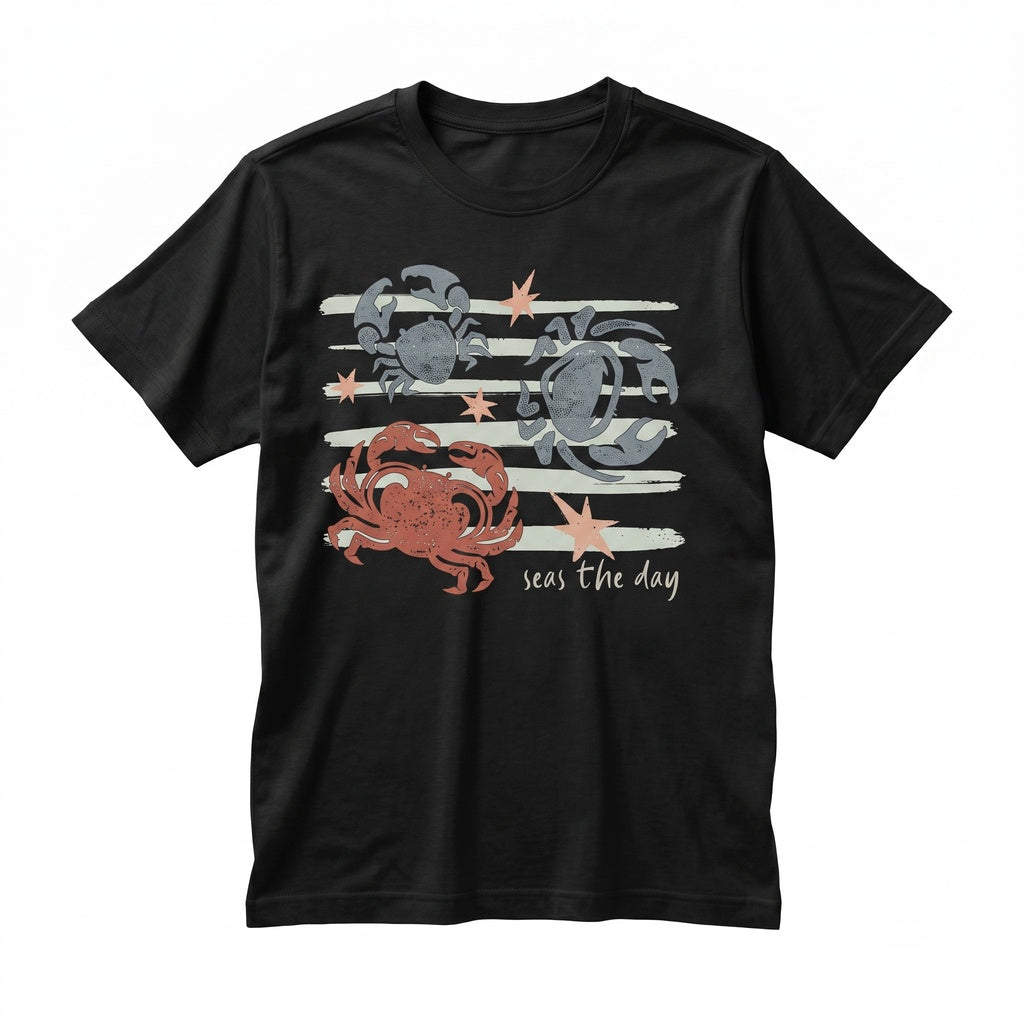 Funny Crab Seas The Day Novelty Beach Ocean Graphic Marine Apparel Unisex TShirt