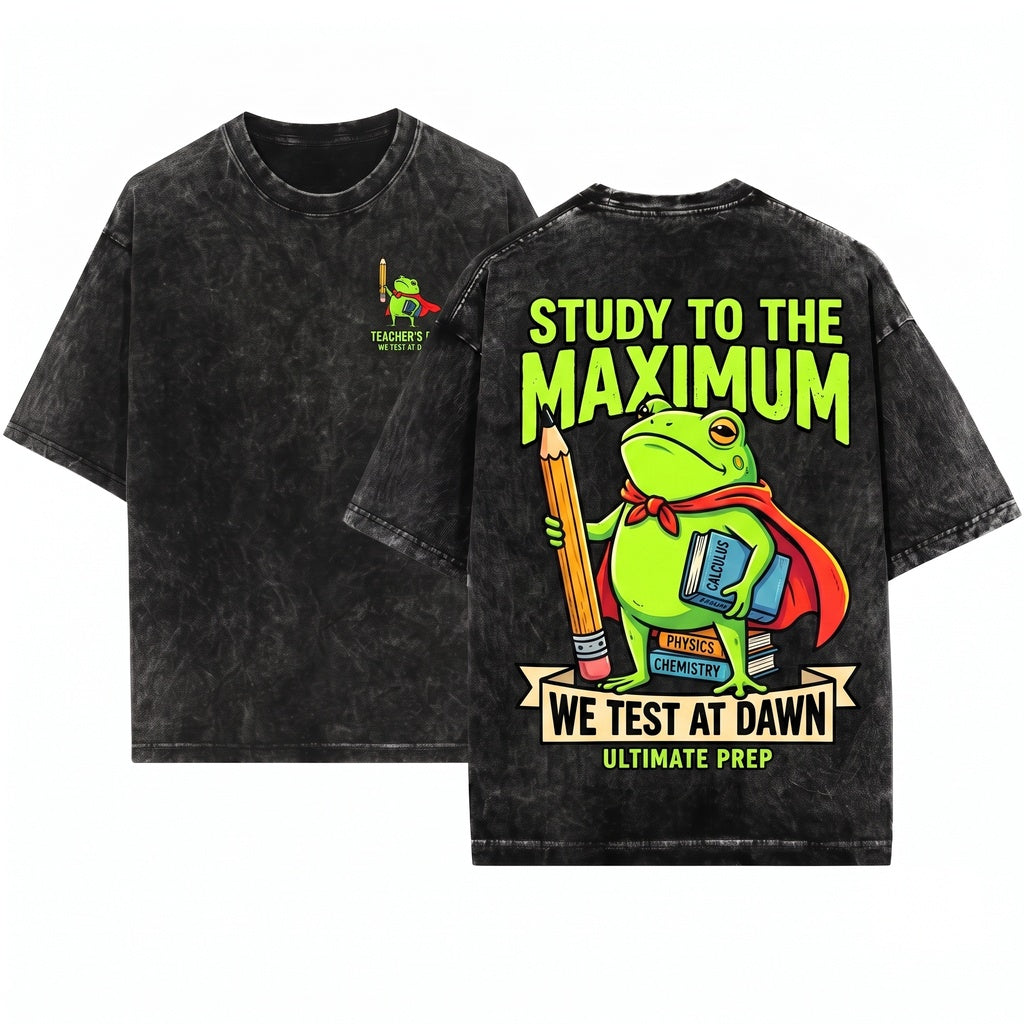 We Test At Dawn Funny Frog Teacher Exam Day Humor Outfit Unisex Wash T-Shirt