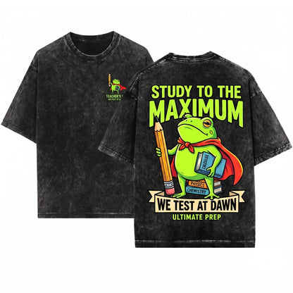 We Test At Dawn Funny Frog Teacher Exam Day Humor Outfit Unisex Wash T-Shirt