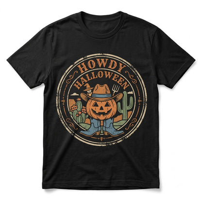Western Halloween Pumpkin Skeleton Guitar Cactus Graphic Spooky Season Apparel Unisex TShirt