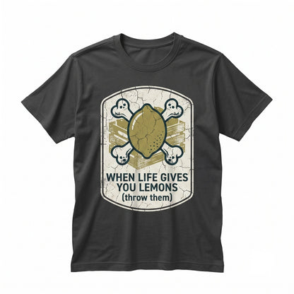 When Life Gives You Lemons Funny Spooky Creepy Lemonade Stand Sarcastic Goth Skeleton Summer Apparel Unisex TShirt