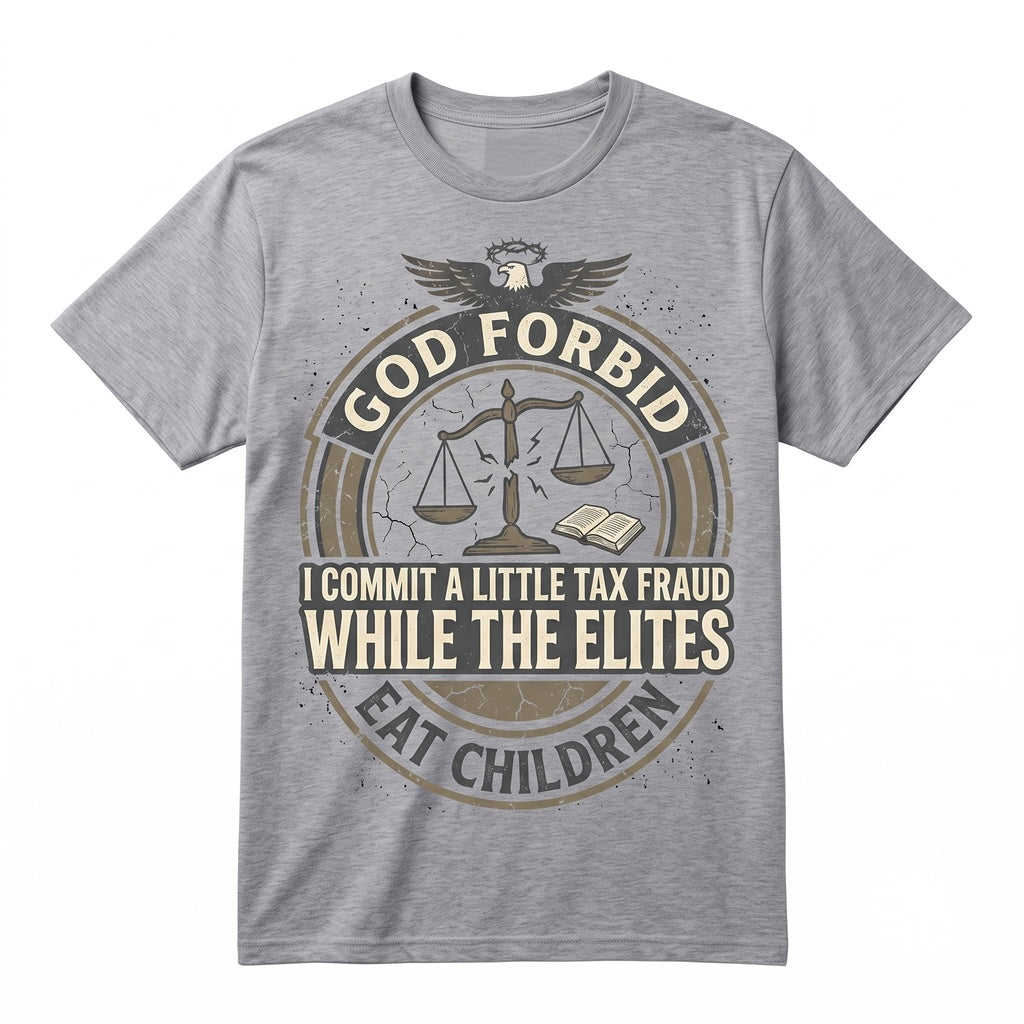 God Forbid I Commit A Little Tax Fraud Funny Satirical Graphic Humor Novelty Unisex TShirt