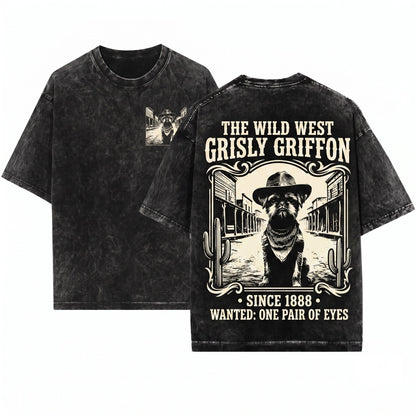 Wild West Town Brussels Griffon Western Style Cowboy Retro Mom Dad Gift Unisex Wash T-Shirt