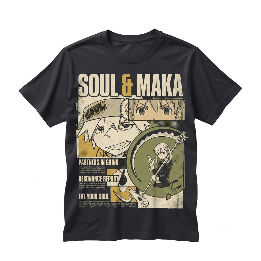 Anime Aesthetic Crona Maka Albarn Black Star Graphic Japanese Manga Cotton Jersey Short Sleeve Unisex TShirt