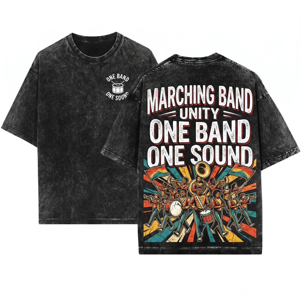 One Sound Marching Band Pride Musician Graphic Vintage Unisex Wash T-Shirt