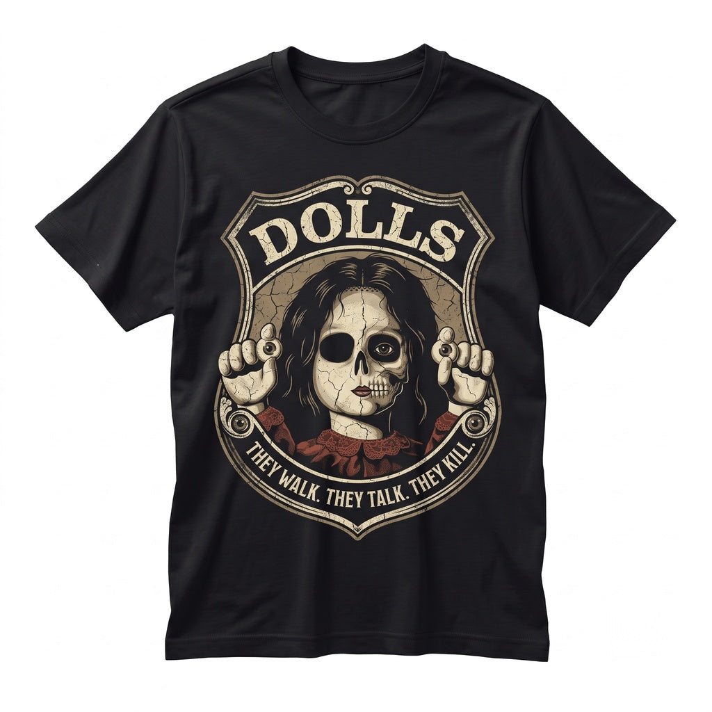 Vintage Creepy Porcelain Doll Graphic Cotton Short Sleeve Apparel Unisex TShirt
