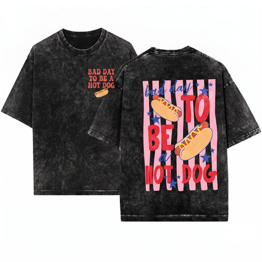 Bad Day To Be a Hot Dog Summer 4th of July Labor Day Graphic Unisex Wash T-Shirt