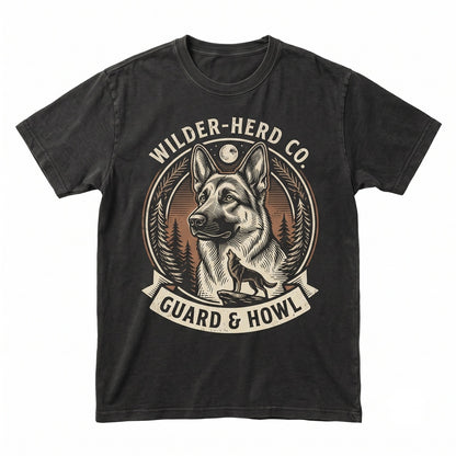 Vintage 90s German Shepherd Howling Full Moon Funny Dog Lover Gift Graphic Unisex TShirt