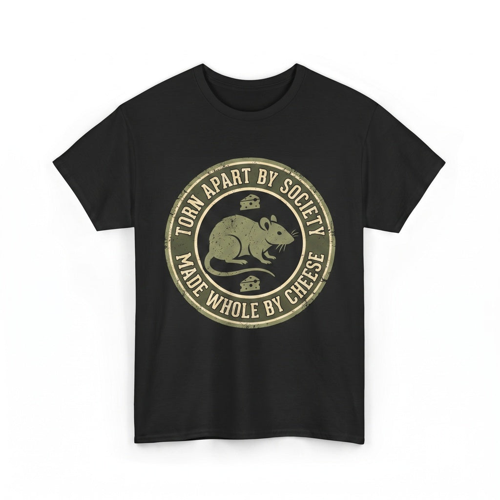 Torn Apart By Society Made Whole Cheese Funny Vintage Japanese Rat Graphic Print Men Women Unisex TShirt