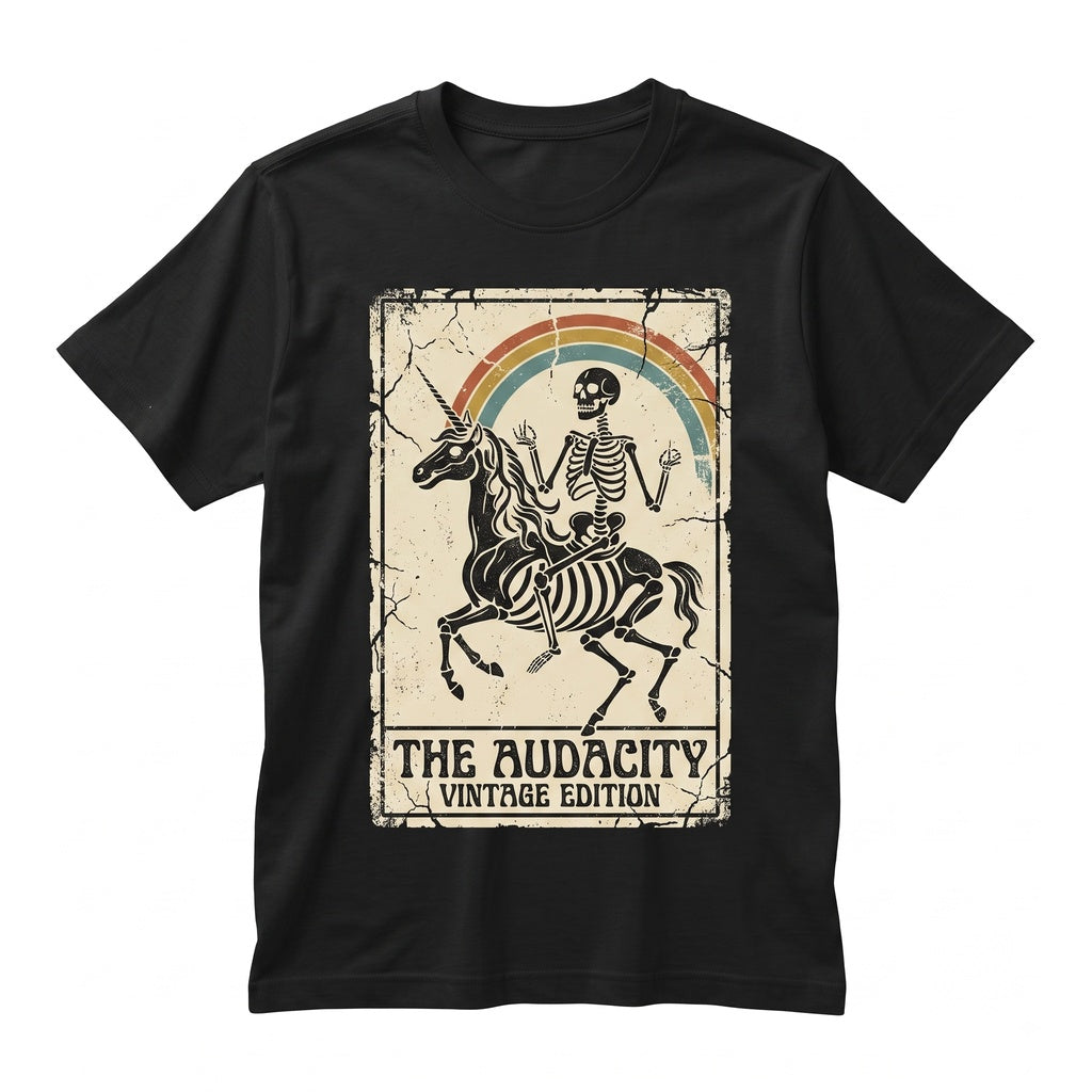 The Audacity Tarot Card Skeleton Witchy Mystical Graphic Boho Grunge Aesthetic Gift Unisex TShirt