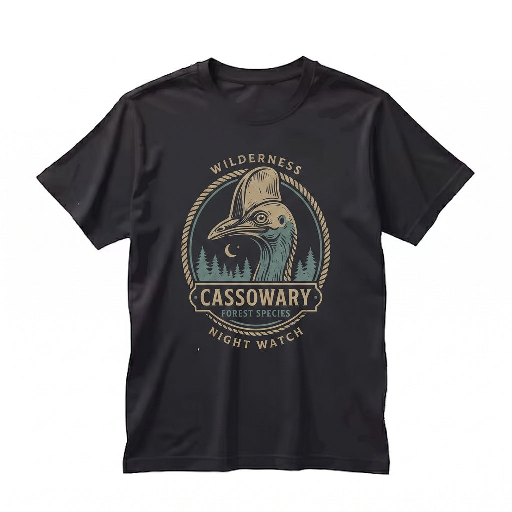 Vintage Cassowary Howling at the Moon 90s Retro Wildlife Bird Graphic Apparel, Unisex TShirt