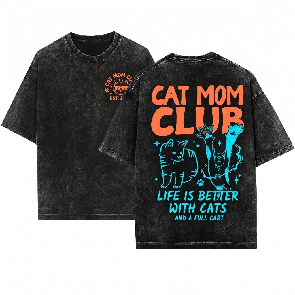 Funny Fur Mama Cat Lover Gift Unisex Wash T-Shirt