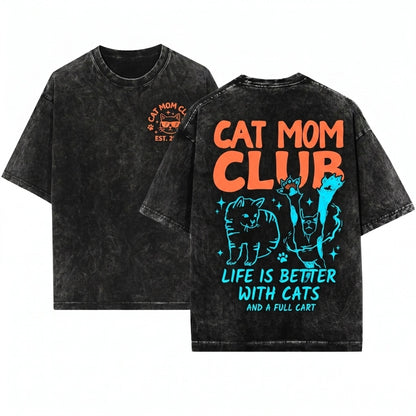 Funny Fur Mama Cat Lover Gift Unisex Wash T-Shirt