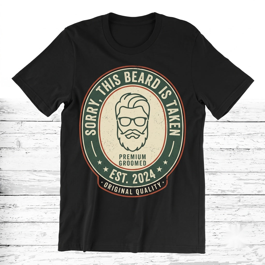 Sorry This Beard Is Taken Funny Vintage Retro Dad Mustache Novelty Gift Unisex TShirt