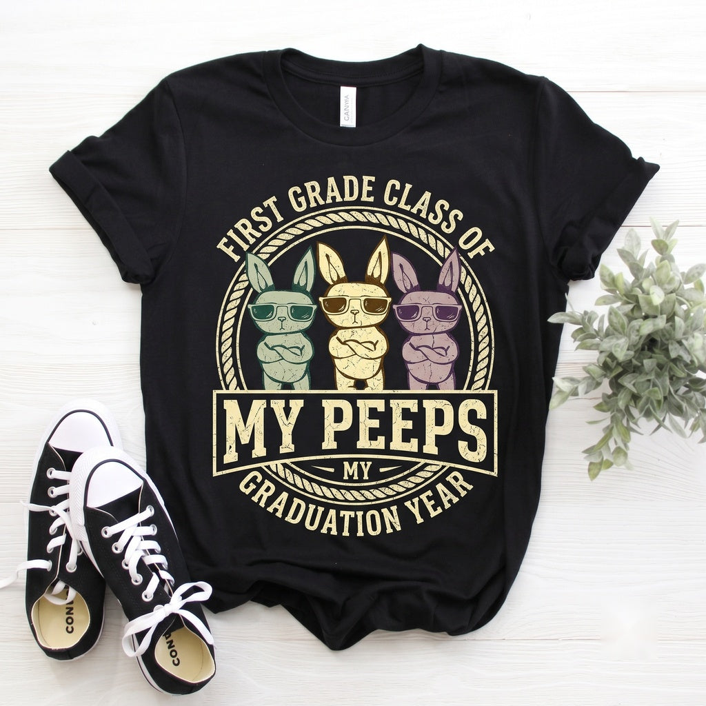 I Love My 1st Grade Marshmallow Chicks Happy Easter Bunny Cute Teacher Spring Apparel, Funny Holiday Graphic Present Unisex TShirt