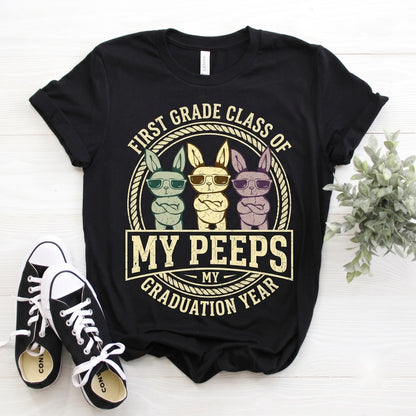 I Love My 1st Grade Marshmallow Chicks Happy Easter Bunny Cute Teacher Spring Apparel, Funny Holiday Graphic Present Unisex TShirt