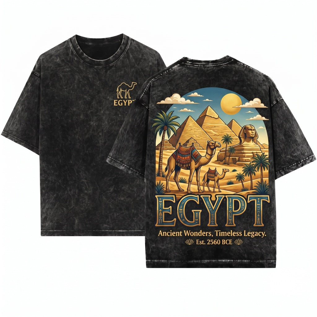 Africa Ancient Egyptian Pyramids History Archaeology Travel Culture Gift Graphic Tee Unisex Wash T-Shirt