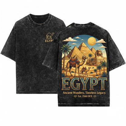 Africa Ancient Egyptian Pyramids History Archaeology Travel Culture Gift Graphic Tee Unisex Wash T-Shirt