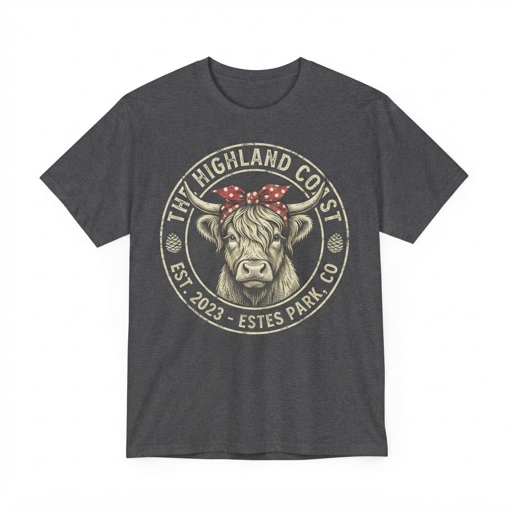 Highland Cow Western Family Matching Graphic Top Casual Country Cute Animal Unisex TShirt