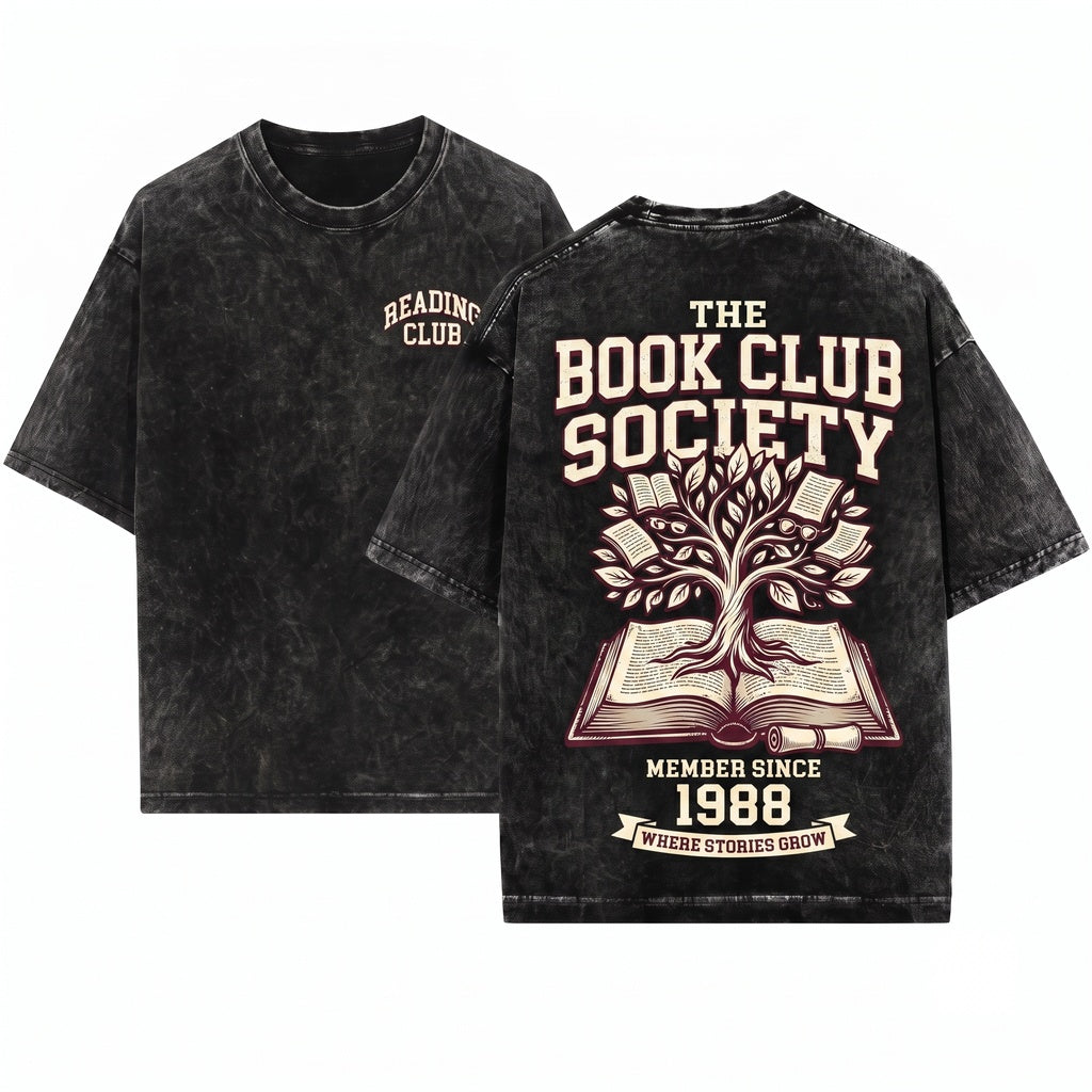 Bookworm Cozy Literary Reading Enthusiast Unisex Wash T-Shirt
