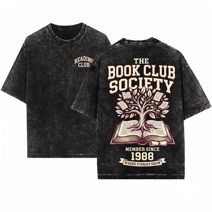 Bookworm Cozy Literary Reading Enthusiast Unisex Wash T-Shirt