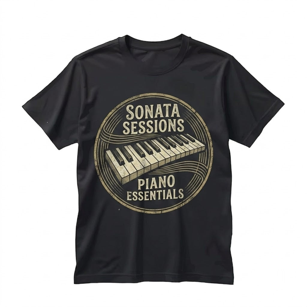 Piano Keyboard Faux Gold Print Classical Music Apparel Unisex TShirt