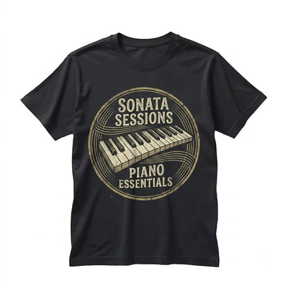 Piano Keyboard Faux Gold Print Classical Music Apparel Unisex TShirt