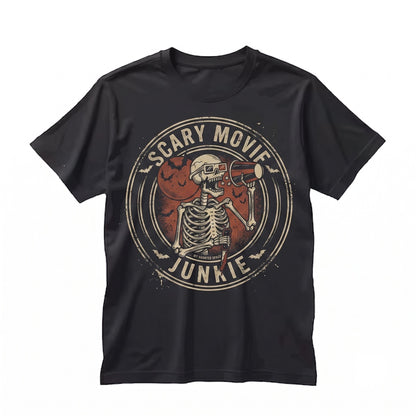 Scary Horror Movie Junkie Skeleton Spooky Halloween Gift Unisex TShirt