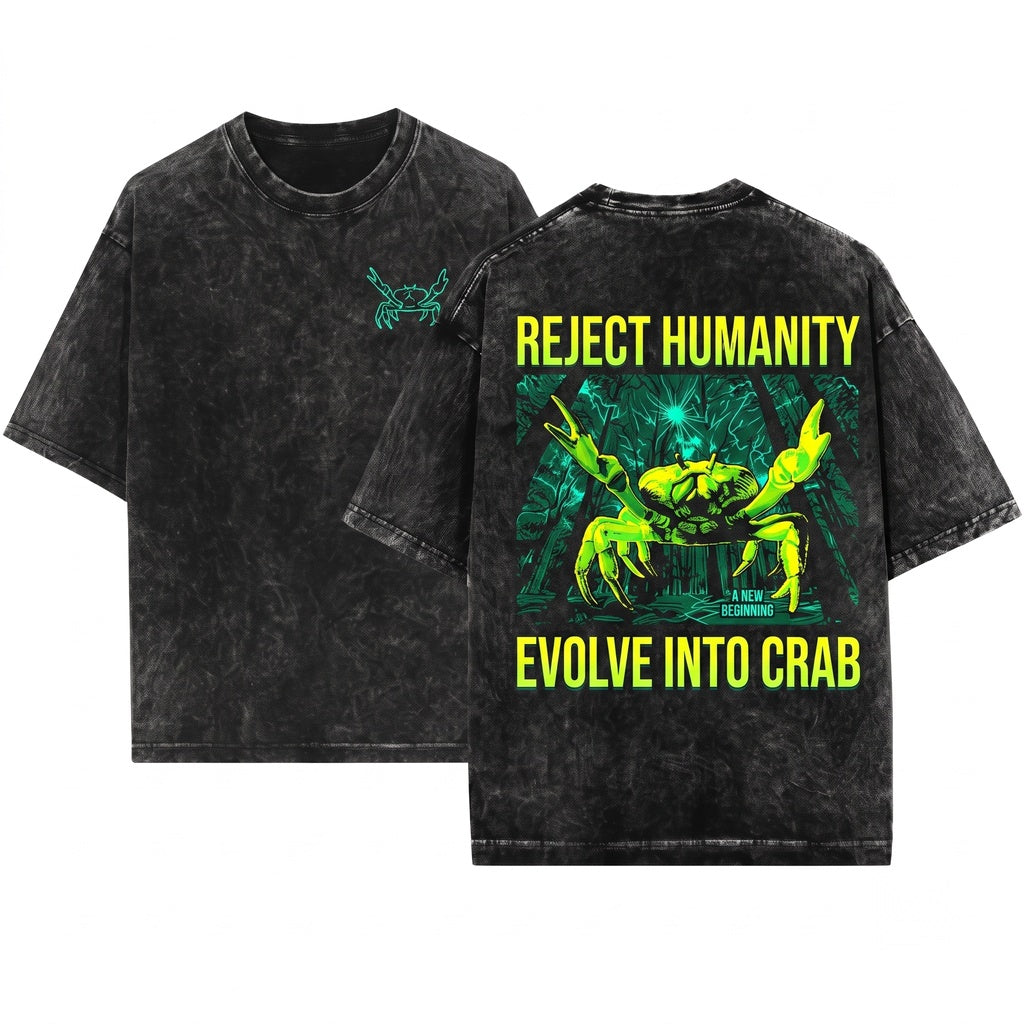 Japanese Vintage Evolve Into Crab Unisex Wash T-Shirt