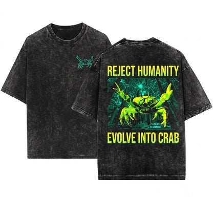 Japanese Vintage Evolve Into Crab Unisex Wash T-Shirt