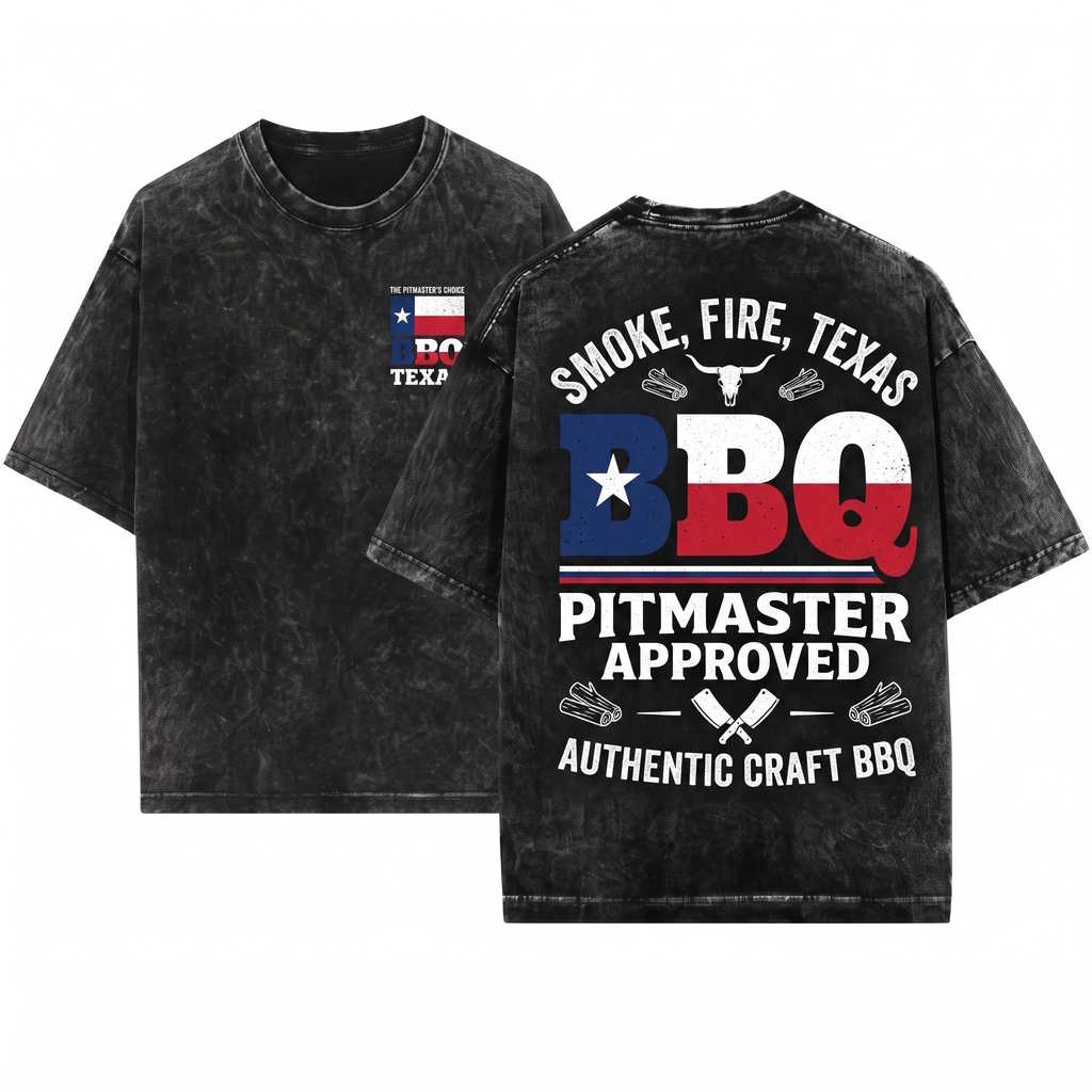 Texas Flag Lone Star BBQ Barbecue Pitmaster Grilling Smoker Chef Lover Gift Unisex Wash T-Shirt