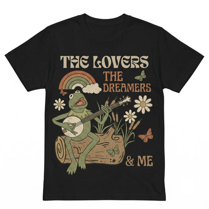 Watercolor Retro Green Frog Rainbow Lovers Dreamers And Me Theme Park Family Vacation Matching Unisex TShirt