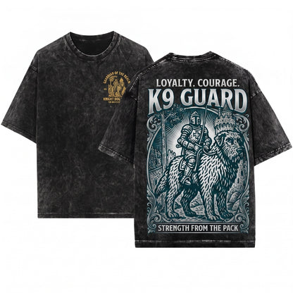 Knight Irish Wolfhound Rider Medieval Grimdark Art Retro 90s Graphic Funny Dog Meme Pet Mom Dad Gift Unisex Wash T-Shirt