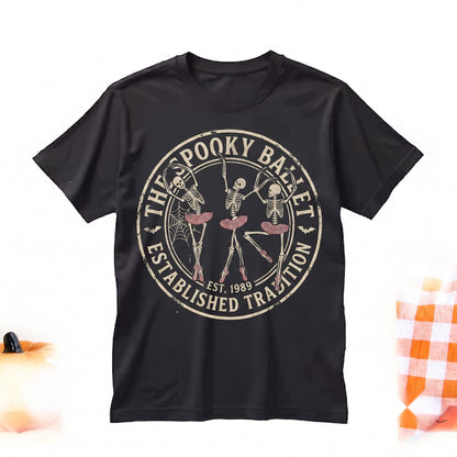 Ballerina Skeleton Dance Ballet Ghost Graphic Spooky Season Happy Halloween Unisex TShirt
