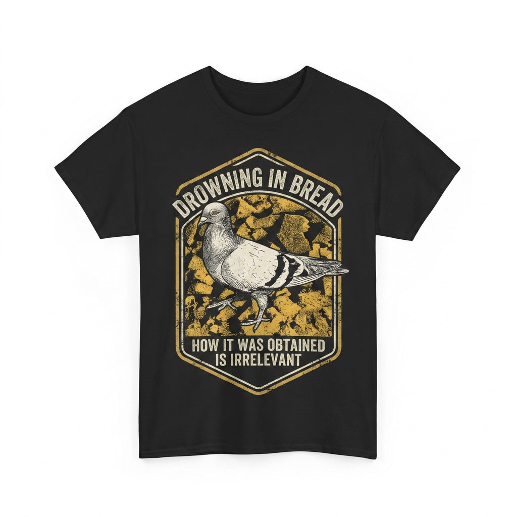 Funny Pigeon Drowning in Bread Vintage Japanese Aesthetic Graphic Unisex TShirt