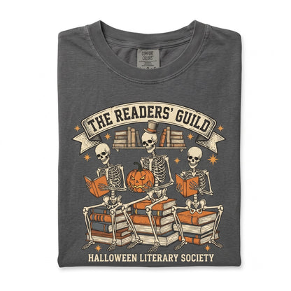 Reader Skeleton Reading Bookish Halloween Pumpkin Lover Gift Unisex TShirt