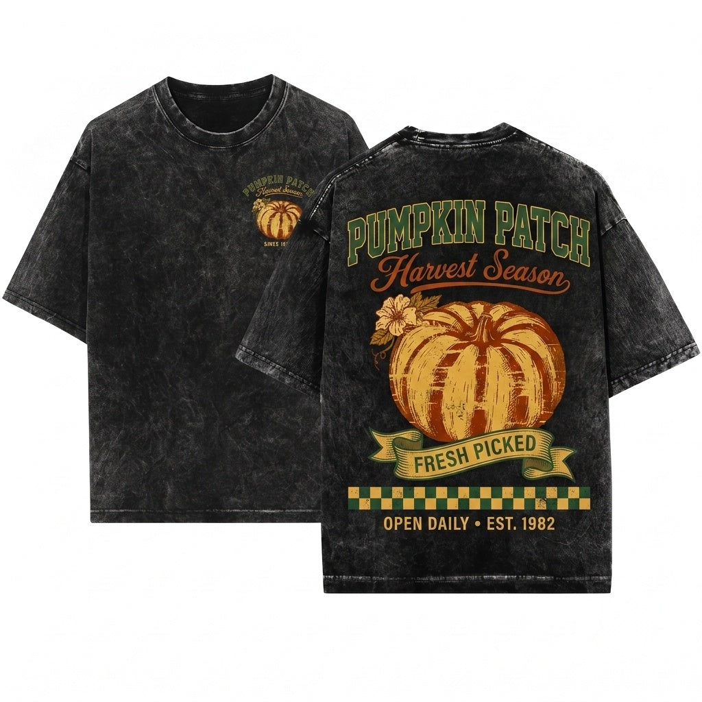 Pumpkin Patch Fall Harvest Season Graphic Unisex Wash T-Shirt