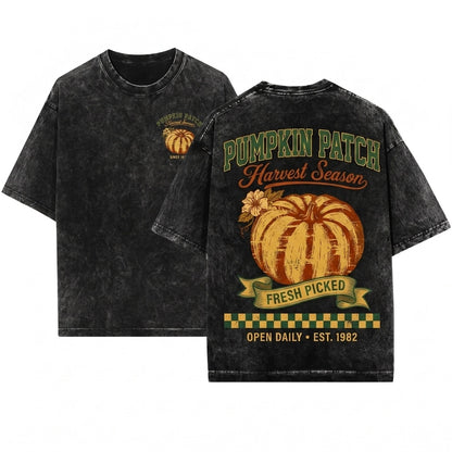 Pumpkin Patch Fall Harvest Season Graphic Unisex Wash T-Shirt