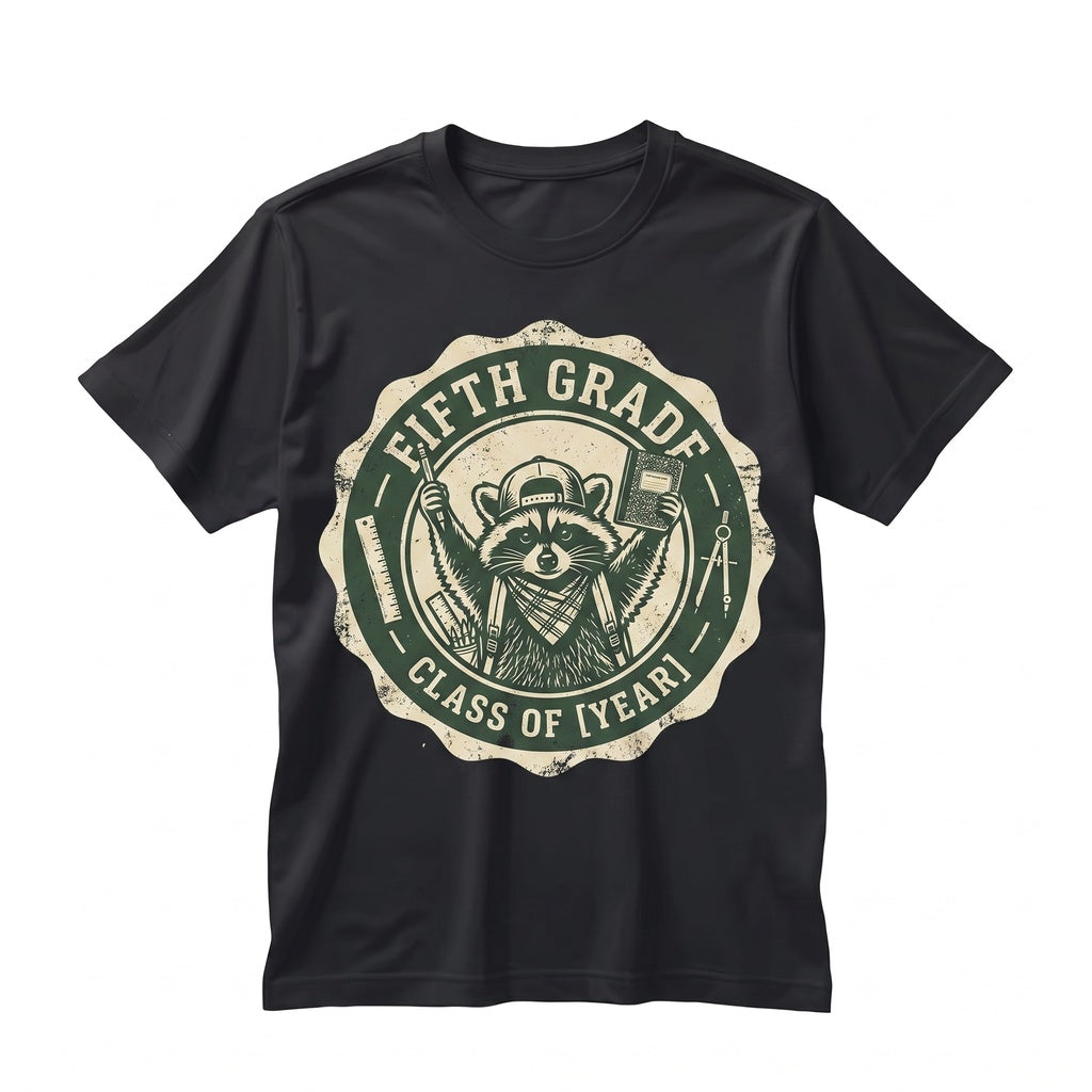 Fifth Grade Teacher Funny Feral Raccoon Back to School Team Last Day Apparel Unisex TShirt