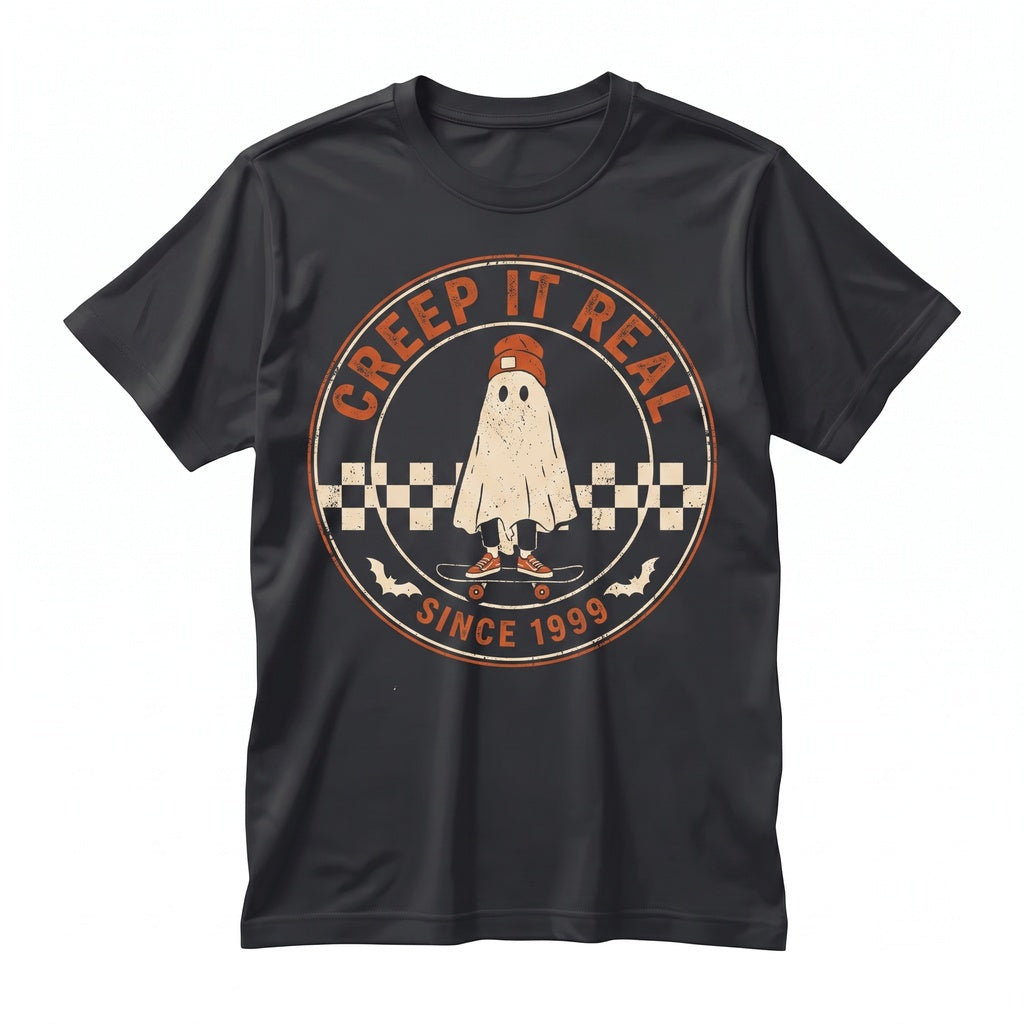 Retro Creep It Real Ghost Witch Vintage Autumn Halloween Graphic Unisex TShirt