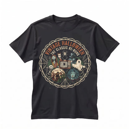Vintage Halloween Movie Pumpkin King Witch Sister Haunted Estate Family Graphic Apparel Unisex TShirt