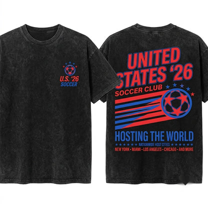 Vintage Retro 80s 90s USA World Soccer America Graphic Top Unisex Wash T-Shirt