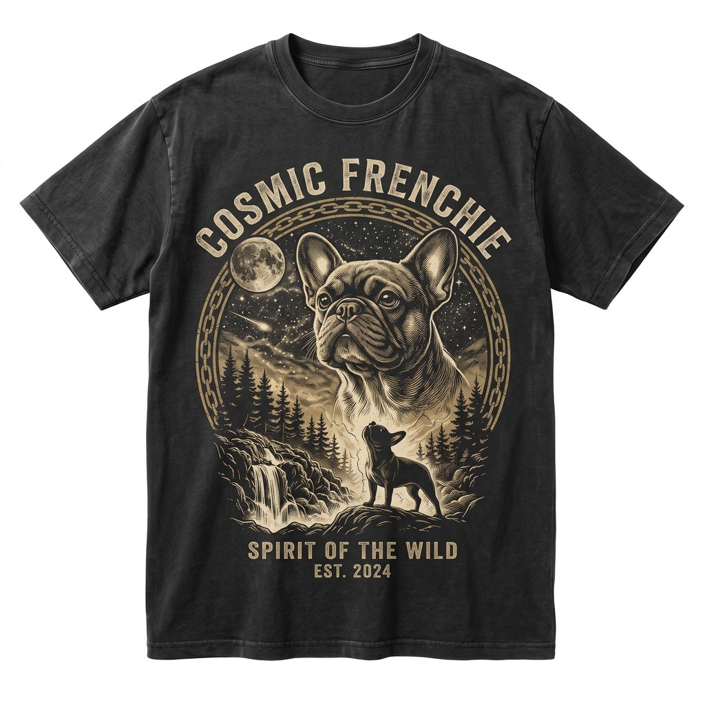 French Bulldog Howling Full Moon Retro Graphic Funny Canine Pet Parent Gift Unisex TShirt