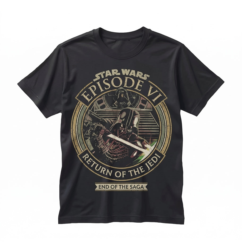 Vintage Darth Vader Dark Side Sci-Fi Villain Graphic Apparel for Galaxy Vacation Top, Retro Cotton Unisex TShirt