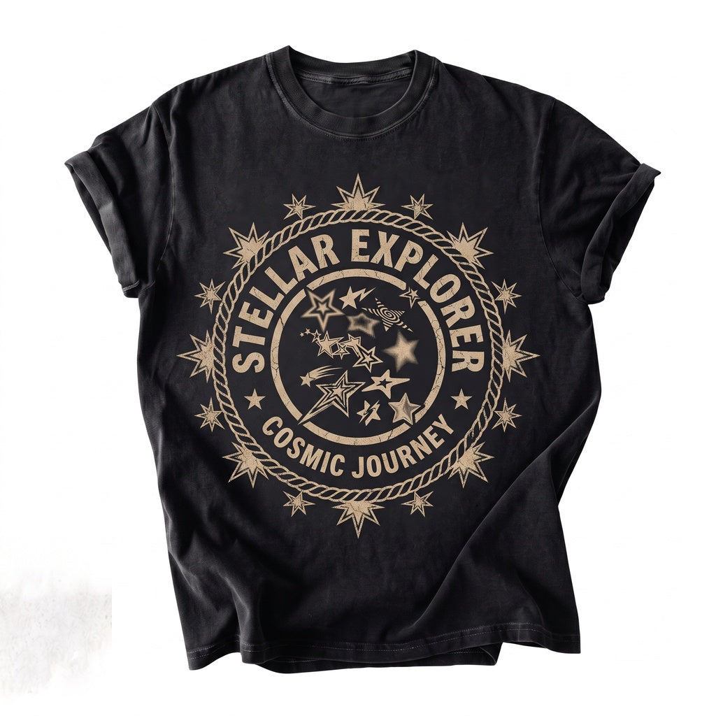 Distressed Star Graphic Halftone Abstract Celestial Unisex TShirt