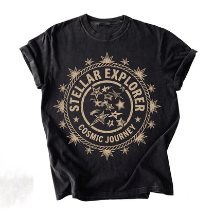 Distressed Star Graphic Halftone Abstract Celestial Unisex TShirt